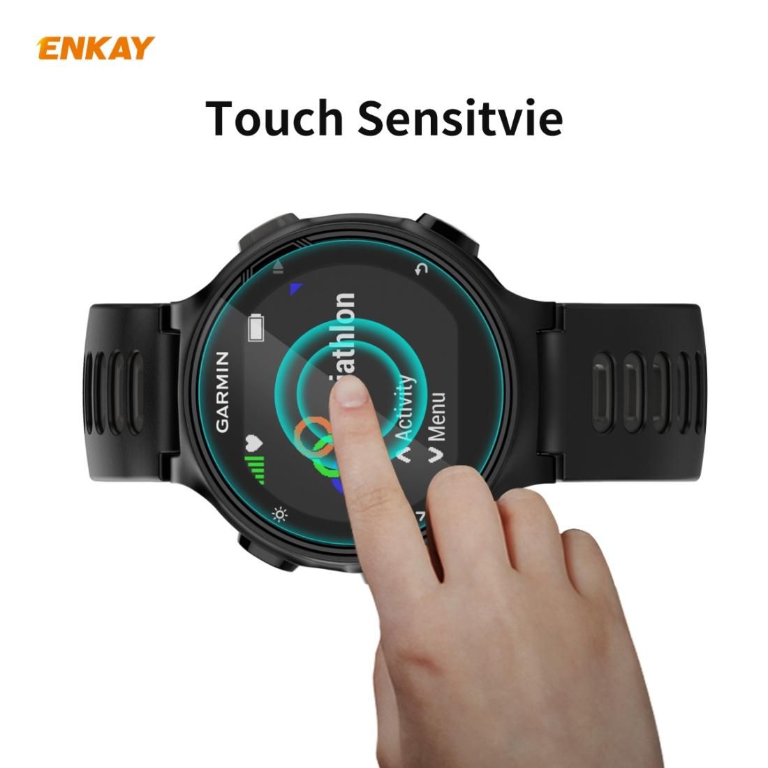 For Garmin Forerunner 735 / 735XT ENKAY Hat-Prince 0.2mm 9H 2.15D Curved Edge Tempered Glass Screen Protector  Watch Film
