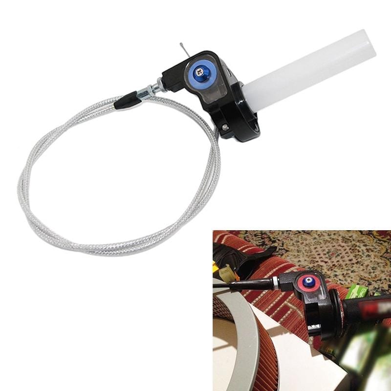 Off-road Motorcycle Modified 22mm Handle Throttle Clamp Hand Grip Big Torque Oil Visual Throttle Accelerator for with Cable (Blue with Silver Throttle Cable)