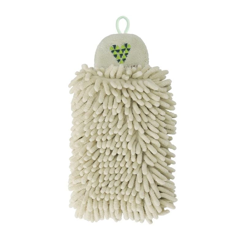 Hand Towel Cartoon Embroidered Quick-drying Hanging Kitchen Towel (Yellow)