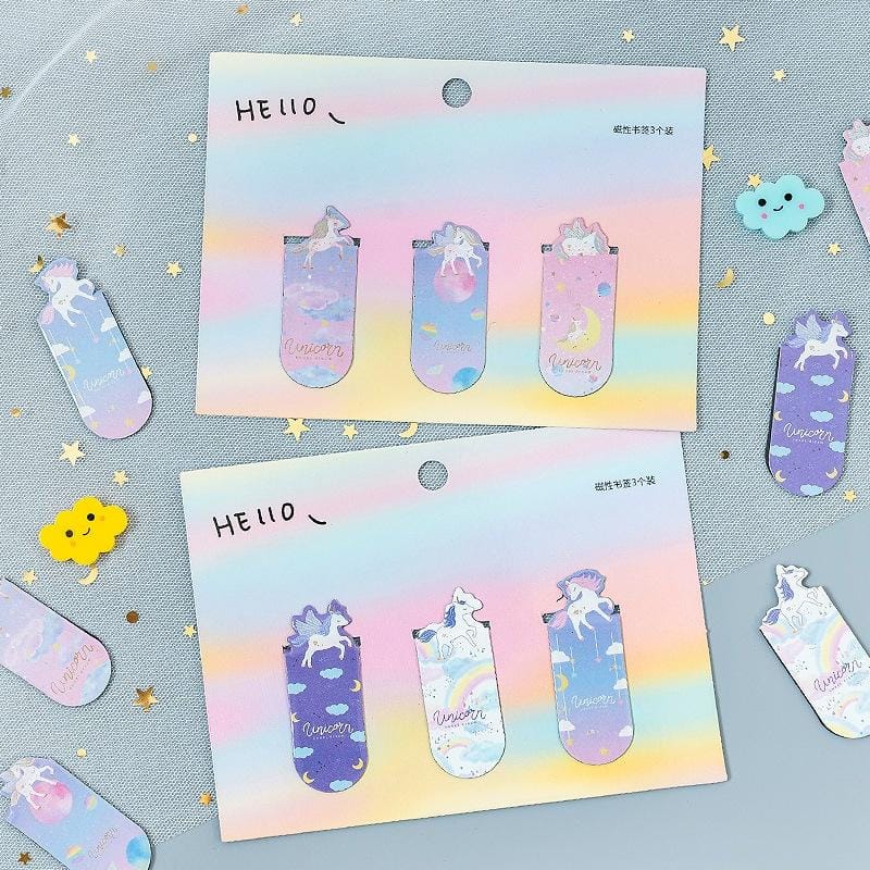 2 PCS Cute Unicorn Magnetic Bookmark Set (Random Delivery)