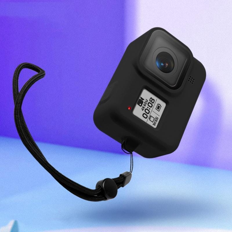 Silicone Protective Case Cover with Wrist Strap for GoPro HERO8 Black (Black)
