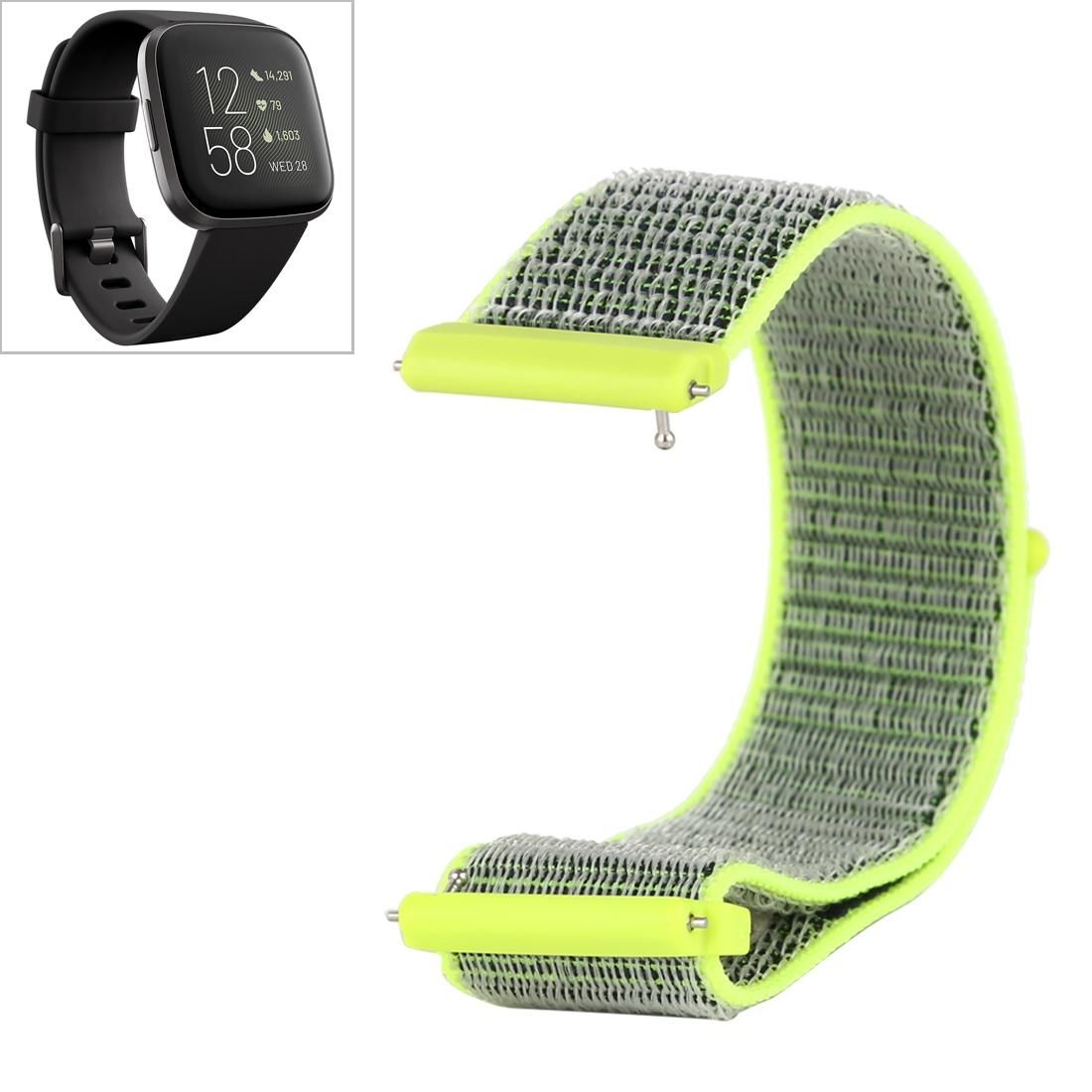For Fitbit Versa / Versa 2 Nylon Watchband with Hook and Loop Fastener (Yellow Black)