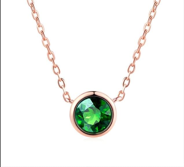 Simple Style Cubic Zirconia Necklaces Pendants Fashion Jewelry Women Chain Accessiories (Green)