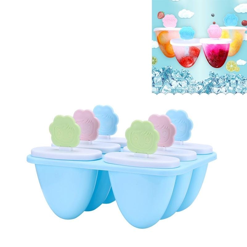 Cartoon Smiley DIY Popsicle Ice Cream Mold Home 6 Grid Homemade Ice Box (Green)