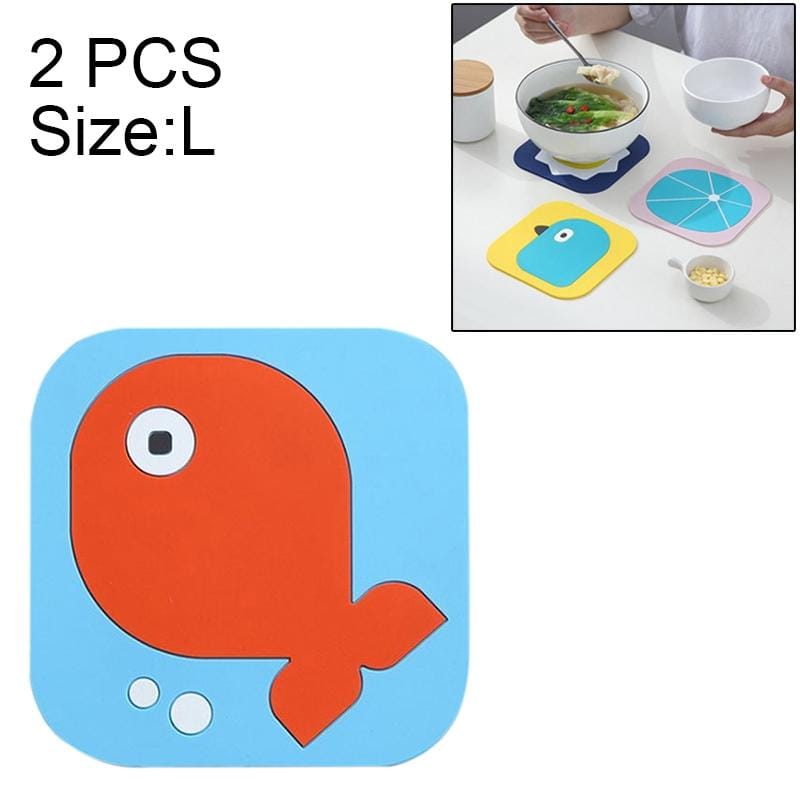 2 PCS Creative Cartoon Insulation Pad Home Dining Mat Coaster Silicone Anti-scalding Bowl Mat, Size:L (Fish)