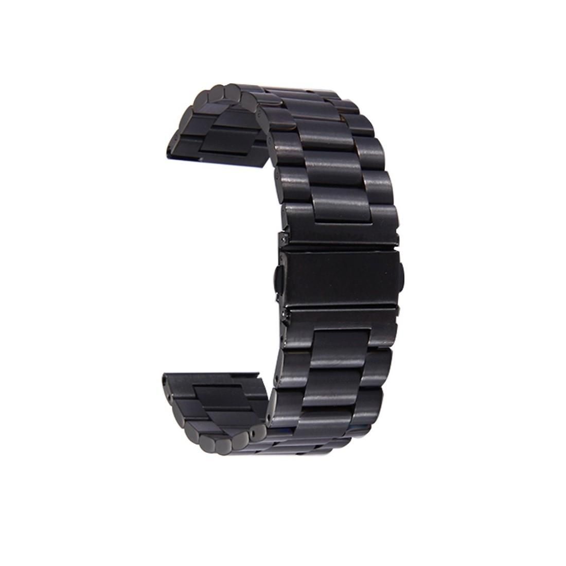 For Samsung Gear S3 Classic Smart Watch Butterfly Buckle 3 Beads Stainless Steel Watchband (Black)