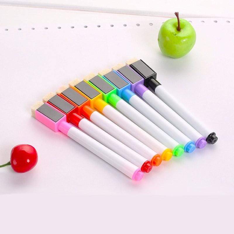 8 PCS / Set Whiteboard Pen Environmentally Erasable Special Repetitive Writing Board Pen with Magnet Brush (8 Color)