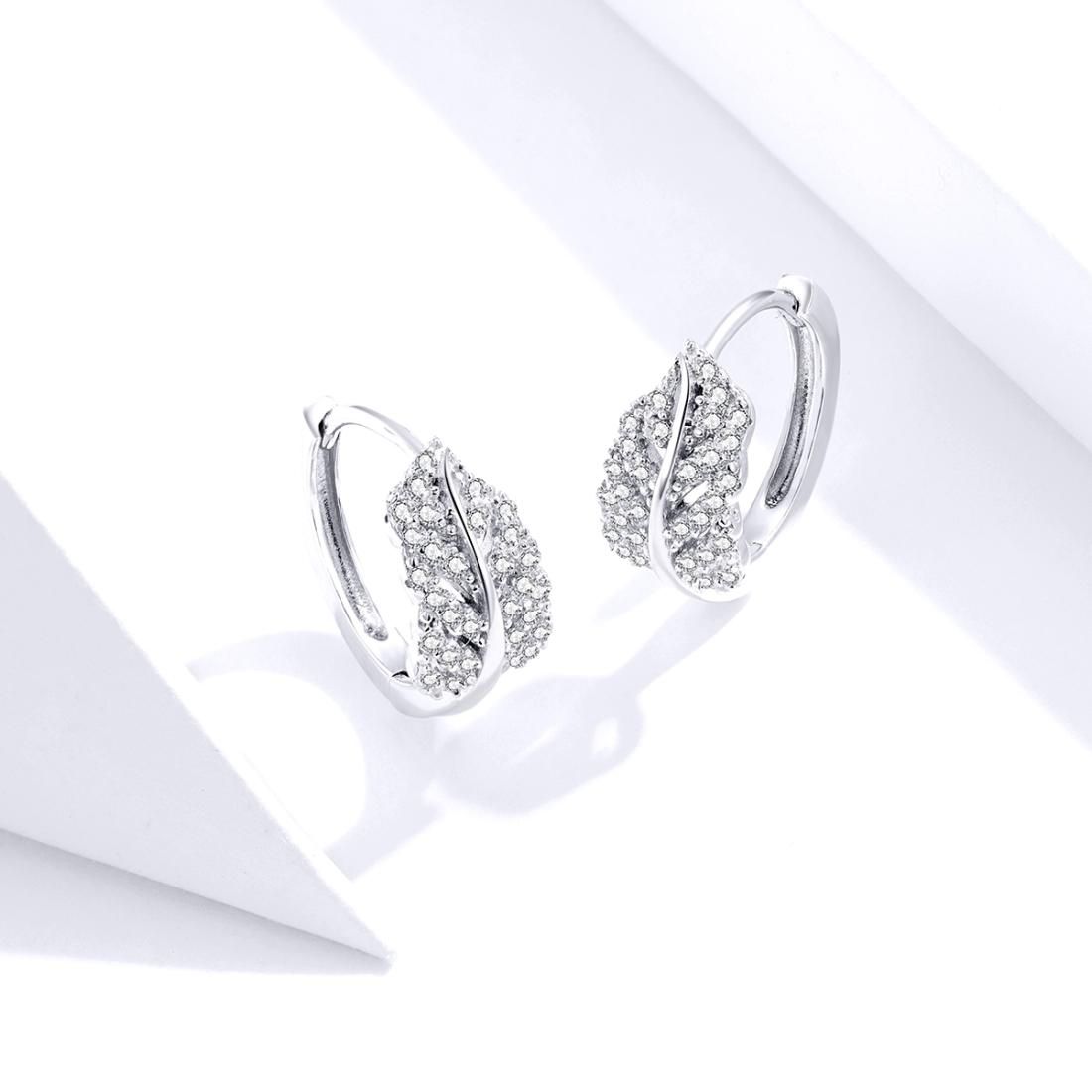 Sterling Silver Feather Earrings Personalized Zircon Earrings