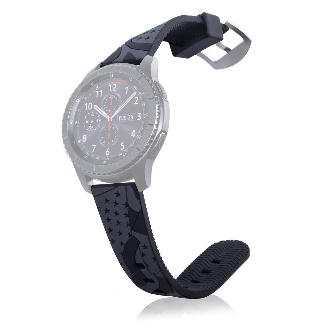 National Flag Pattern Silicone Wrist Watch Band for Samsung Gear S3  22mm (Black)