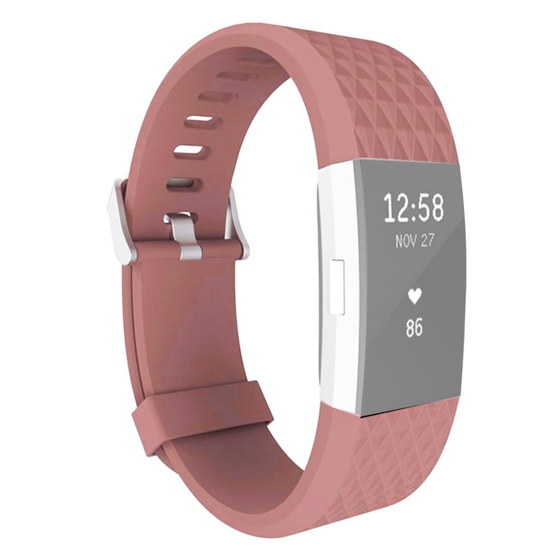 For Fitbit Charger 2 Bracelet Watch Diamond Texture TPU Watchband, Full Length: 23cm (Coffee)