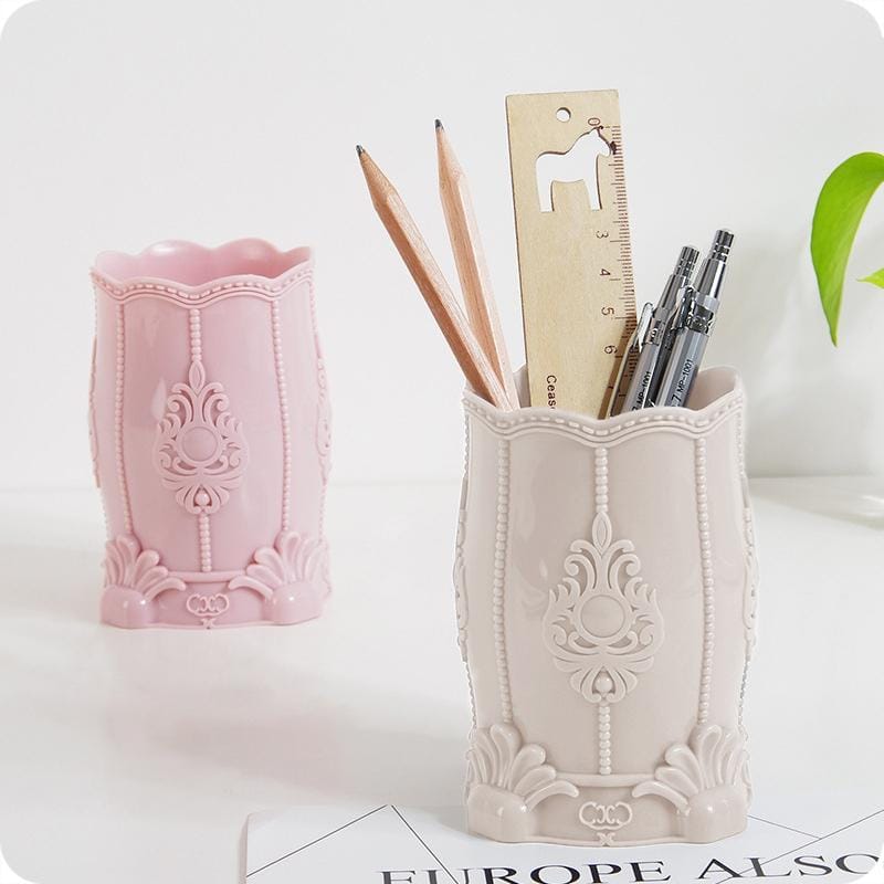3 PCS Multi-purpose Pen Holder Storage Box Office Cosmetic Home Solid Desk Plastic Organizer (White)