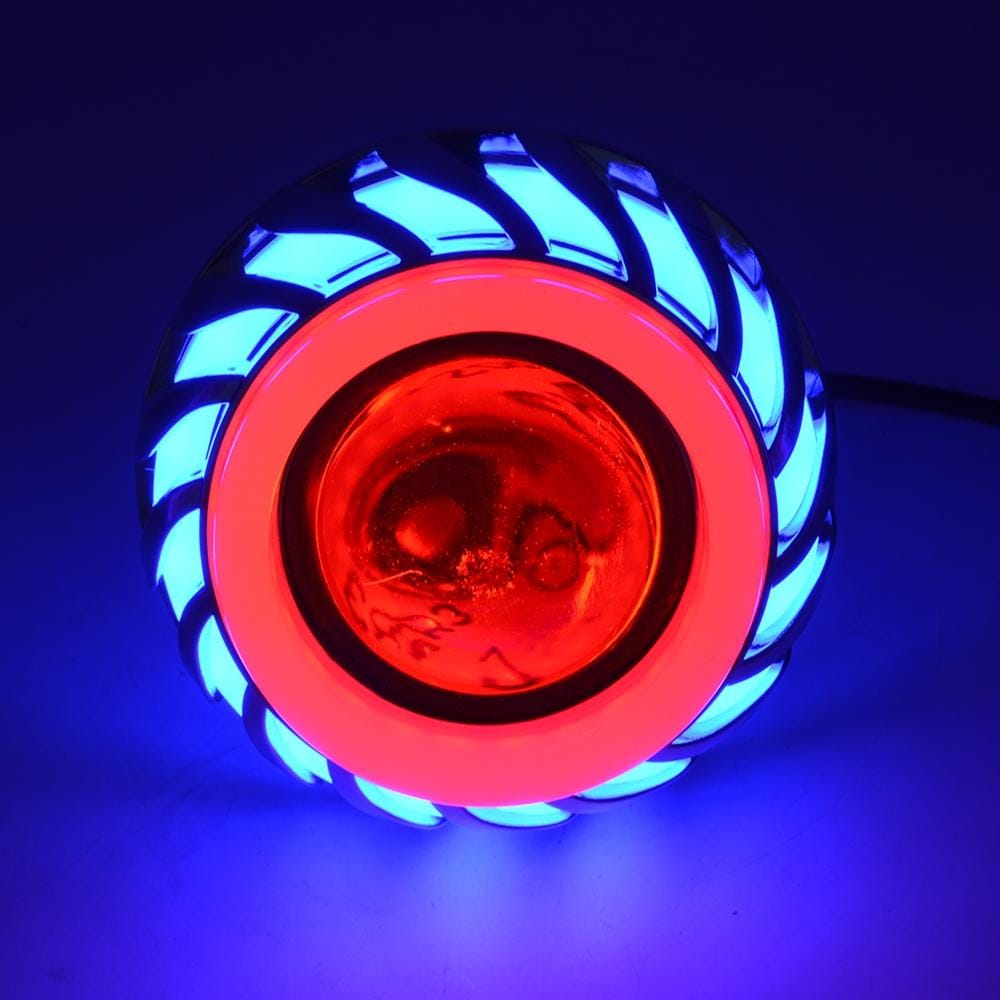 Motorcycle 30W DC 12V-85V LED Headlight Lens Built-in Whirlwind Double Aperture Angle Eyes + Devil Eye (Blue Light)
