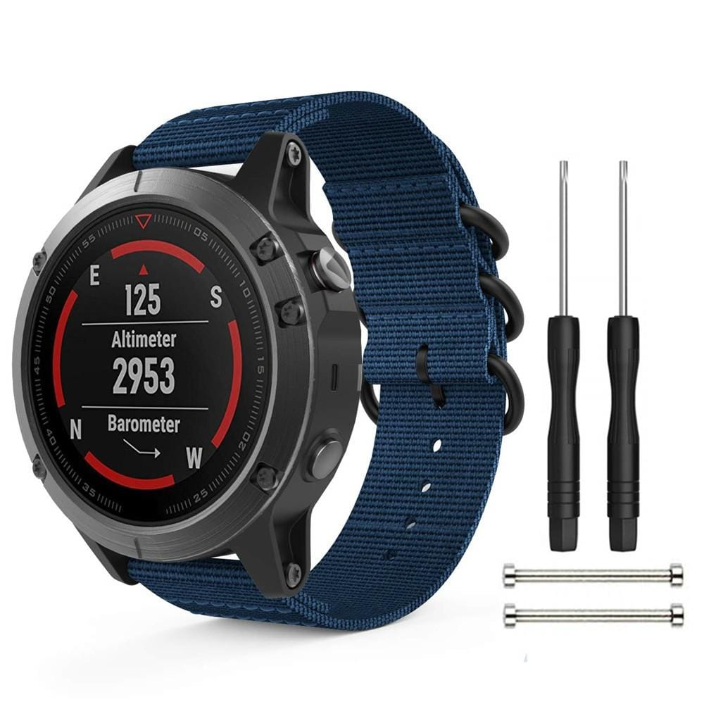 For Garmin Fenix 5 22mm Three-ring Nylon Watchband (Mazarine)