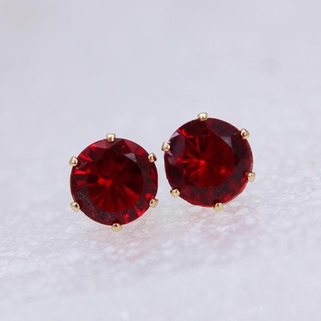 5 PCS Women Fashion Crystal Stud Imitation Zircon Earrings (Gold-Red)