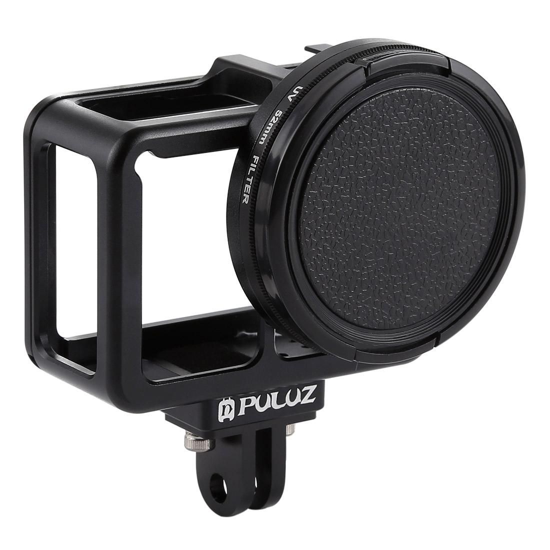 PULUZ Housing Shell CNC Aluminum Alloy Protective Cage with Insurance Frame & 52mm UV Lens for GoPro HERO7 Silver /7 White (Black)