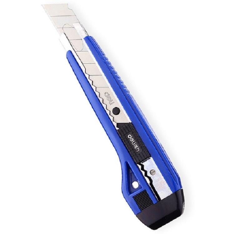 3 PCS Deli 2041 Large Utility Knife PaperCutter + Spare Blade (Blue)