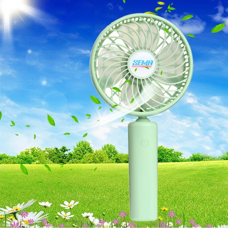 SEMA 360 Degree Rotate Handheld Rechargeable Mini Battery Fan with 3 Speed Control (Green)