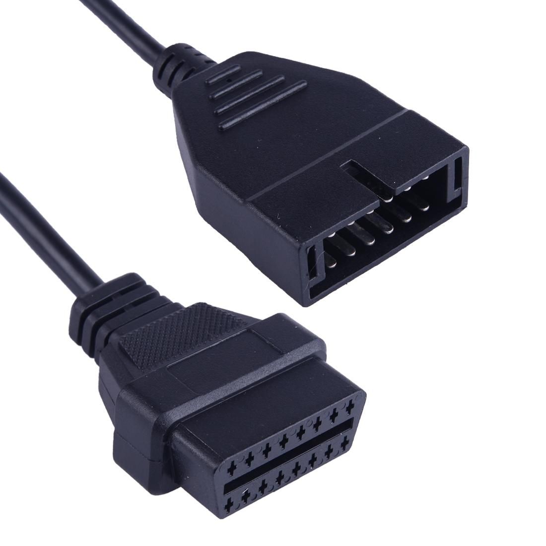 12 Pin to 16 Pin OBDII Diagnostic Cable for General Motors, Full Length: 19cm (Black)