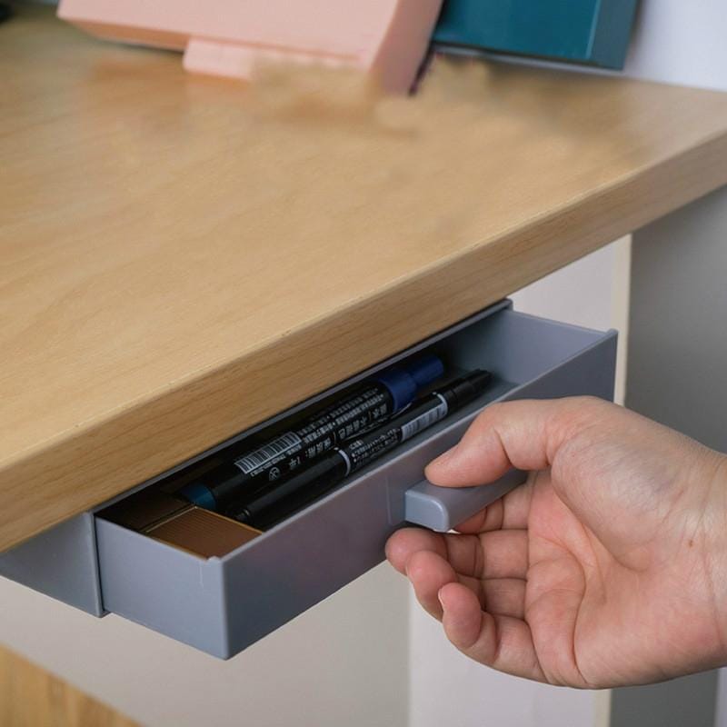 5 PCS Hidden Drawer Storage Box Office Desk Bottom Paste Large Capacity Pen Case (Gray)
