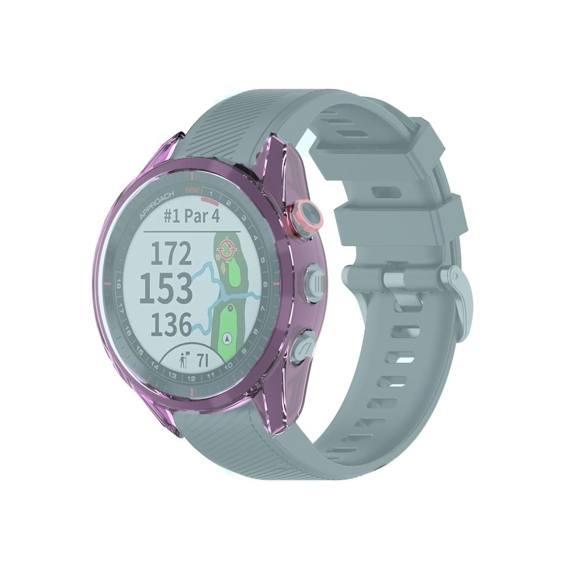 For Garmin Approach S62 Transparent TPU Silicone Watch Case (Transparent Purple)