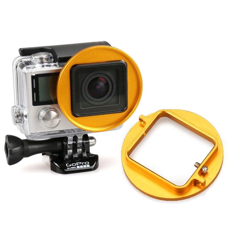 52mm UV Lens Filter Adapter Ring for GoPro HERO 4 / 3+ Rig Cage Case Mount (Gold)