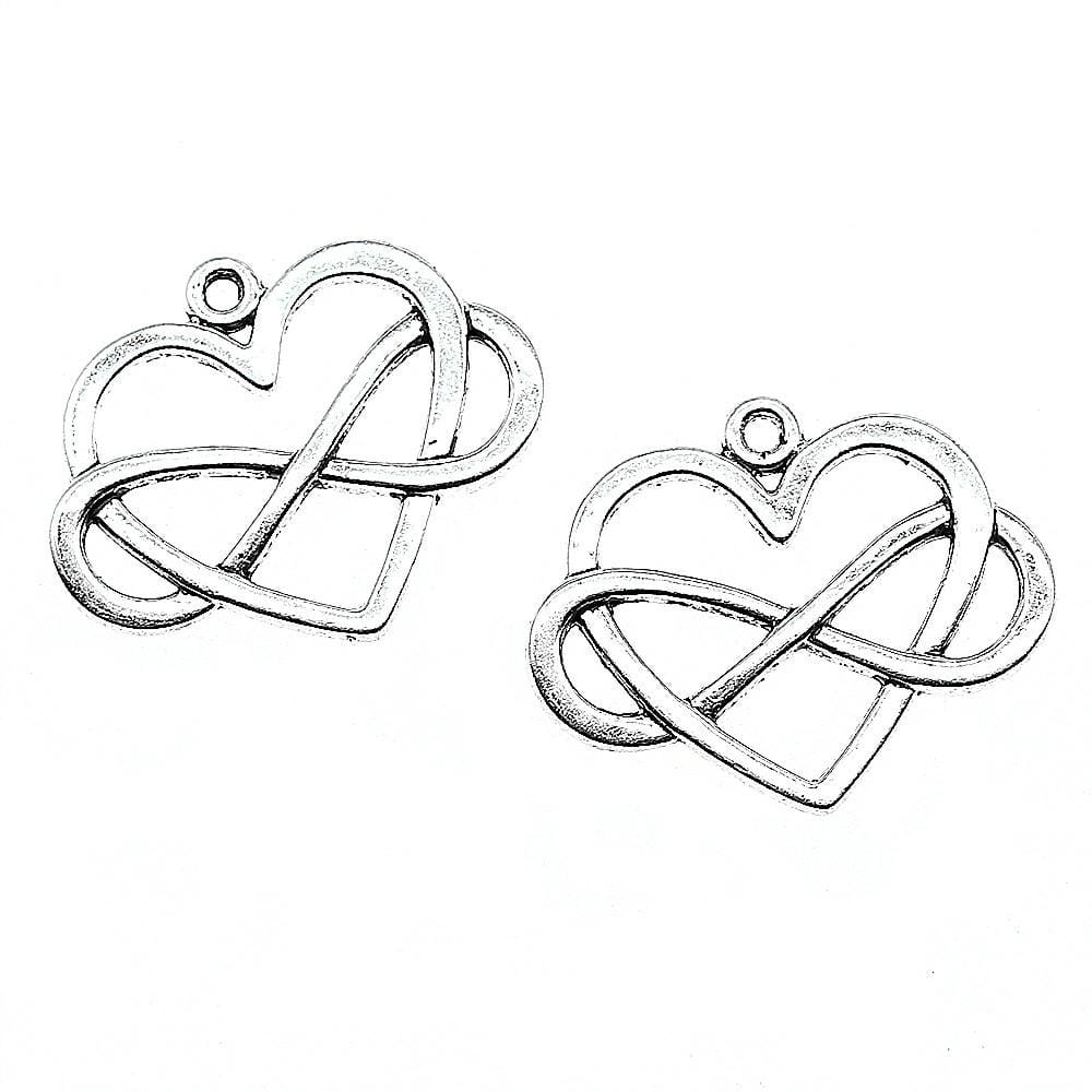 50PCS 27x22mm Heart Infinity Charm Infinity Knot Charm Infinity Heart Charm For Jewelry Making