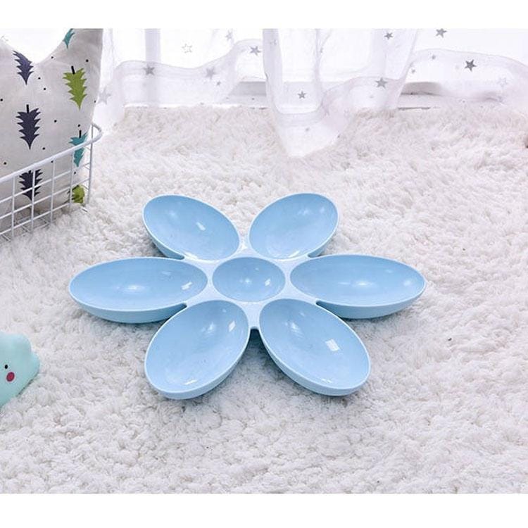 Cat and Dog Bowl Teddy Short Rice Bowl Family Pets Six-sided Petal Type Pet Supplies (Green)