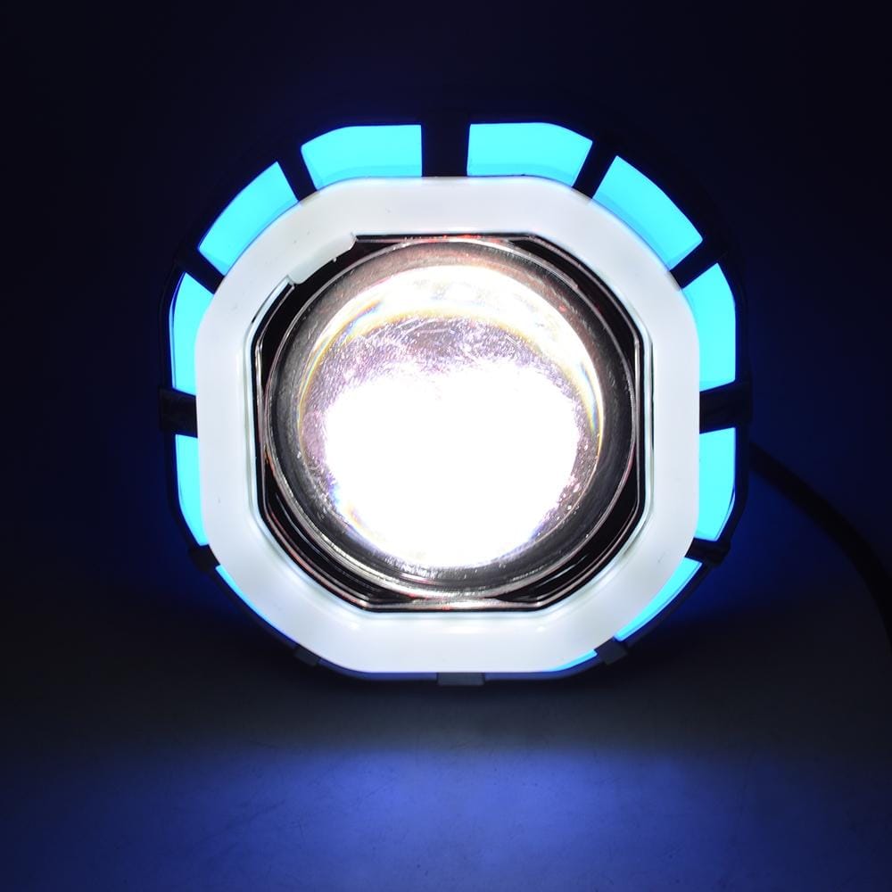 Motorcycle 30W DC 12V-85V LED Headlight Built-in octagonal Double Aperture Angle Eyes + Devil Eye (Blue Light)