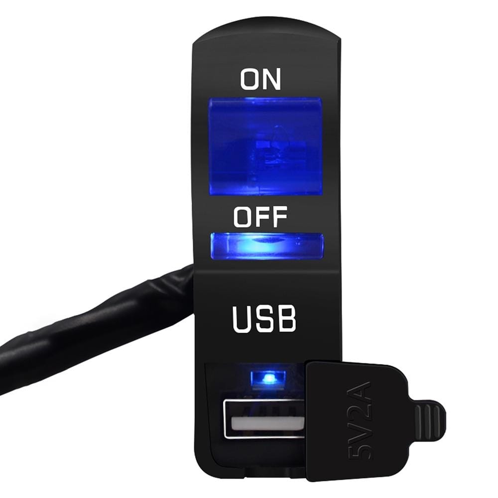 CS-838B 12V 2A Motorcycle Waterproof Mobile Phone USB Charger with Indicator Light Switch (Red)