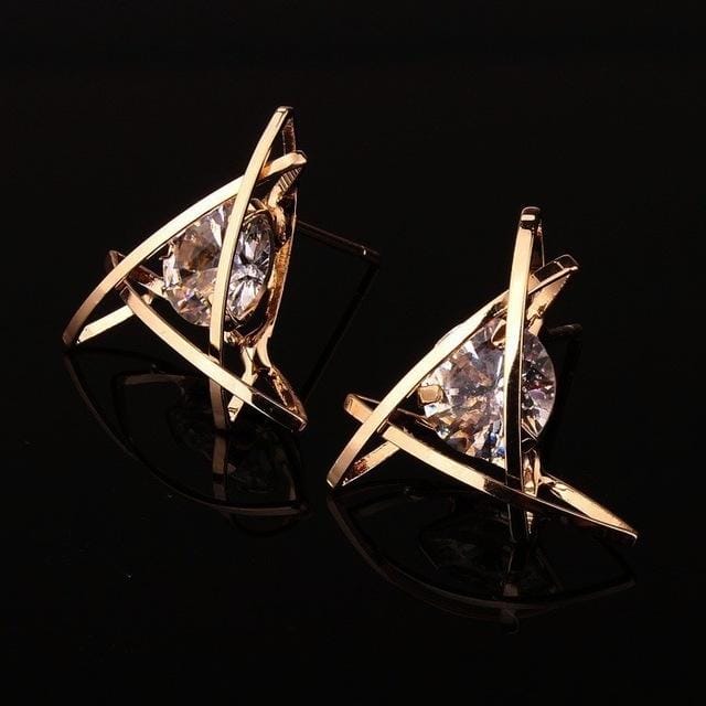 Women Fashion Zircon Earrings Toe (Triangle Gold)