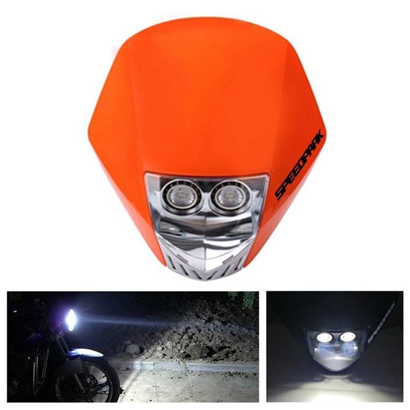Speedpark KTM Cross-country Motorcycle LED Headlight Grimace Headlamp Assembly (Orange + White)
