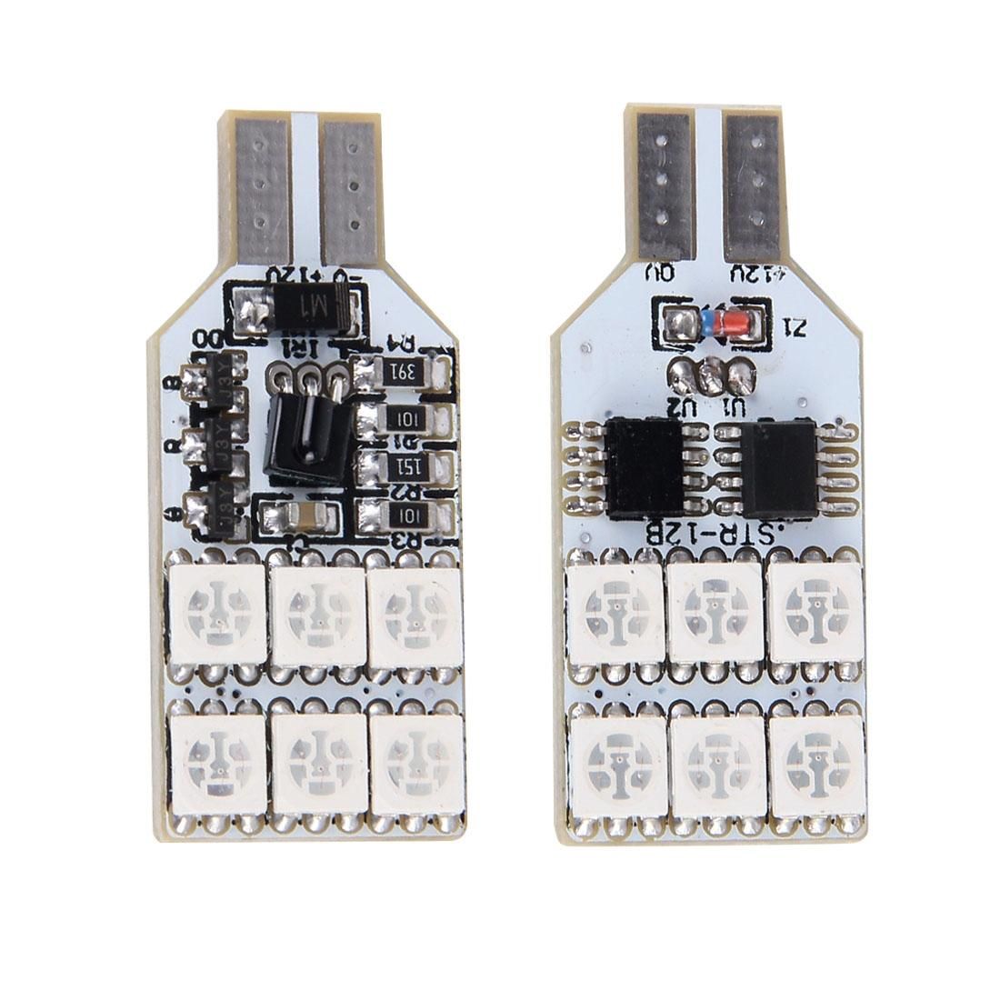 2 PCS Colorful 39MM T10 Port Remote Control Car Dome Lamp LED Reading Light with 12 LED Lights