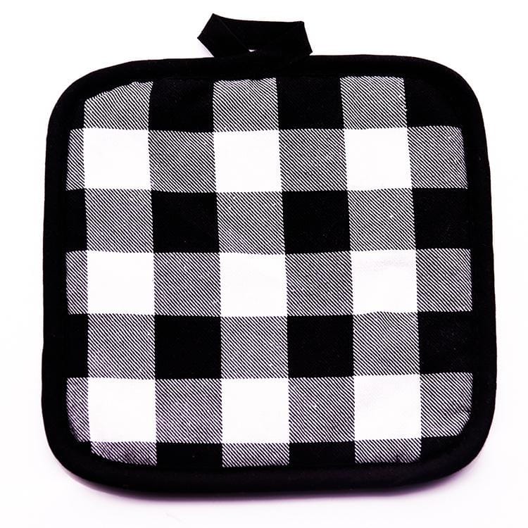 6 PCS Cotton Plaid Fabric Square Placemat Thick Insulation Coaster Household Microwave Oven Baking Anti-Scalding Pot Mat