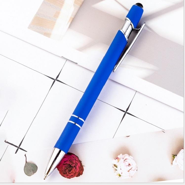 Creative Push Metal Multi-function Touch Handwriting Touch Screen Ballpoint Pen, Written:Bullet type 1.0 (Blue)