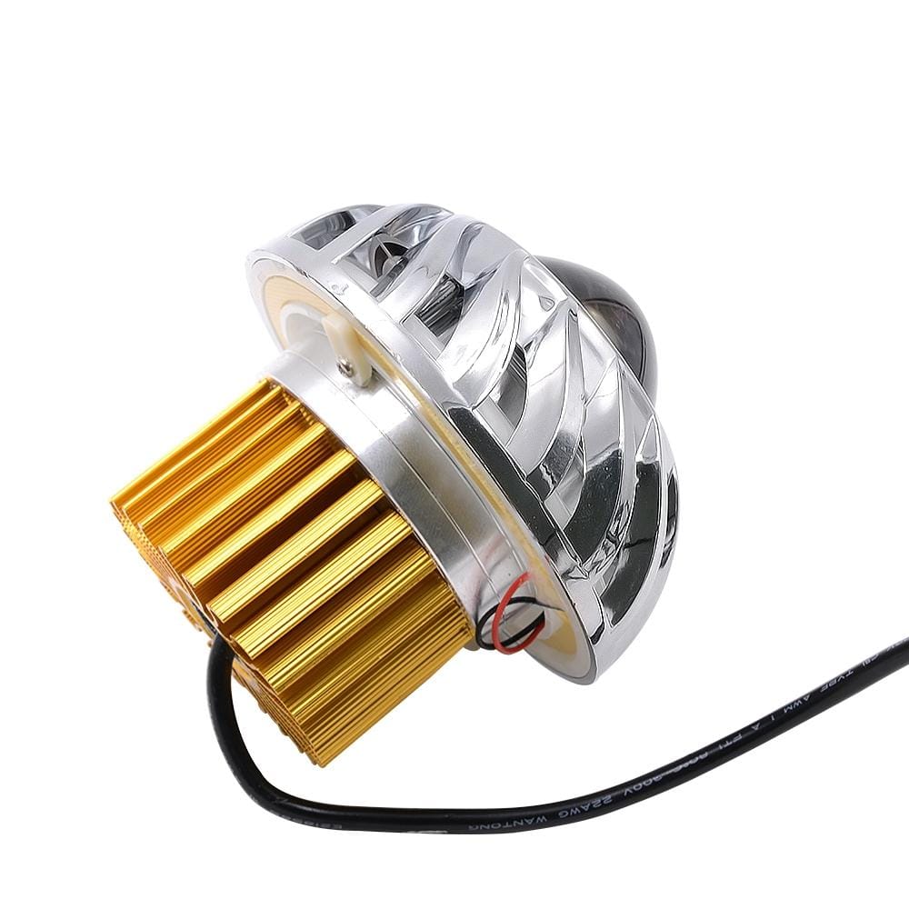 Motorcycle 30W DC 12V-85V LED Headlight with Whirlwind Angle Eyes Double Light Lens Built-in Devil Eye (Blue Light)