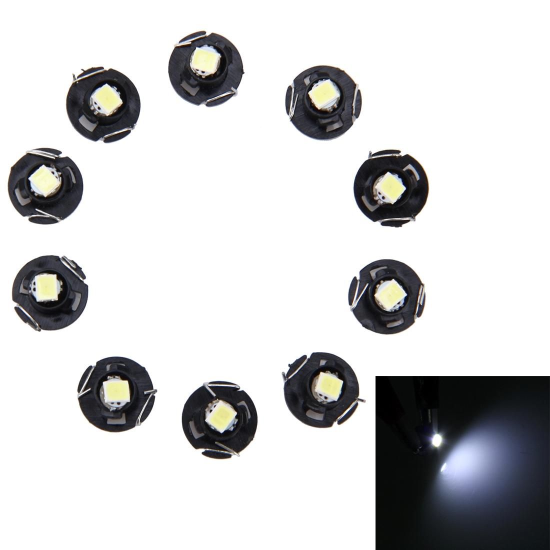 10 PCS 0.5W T4.2 Wedge Instrument Panel LED Light Dashboard Gauge Cluster Indicator Lamp Bulb (White Light)