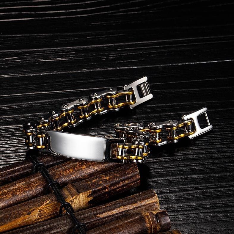 OPK 1087 Men Bracelet Personality Motorcycle Chain, Color:Gold