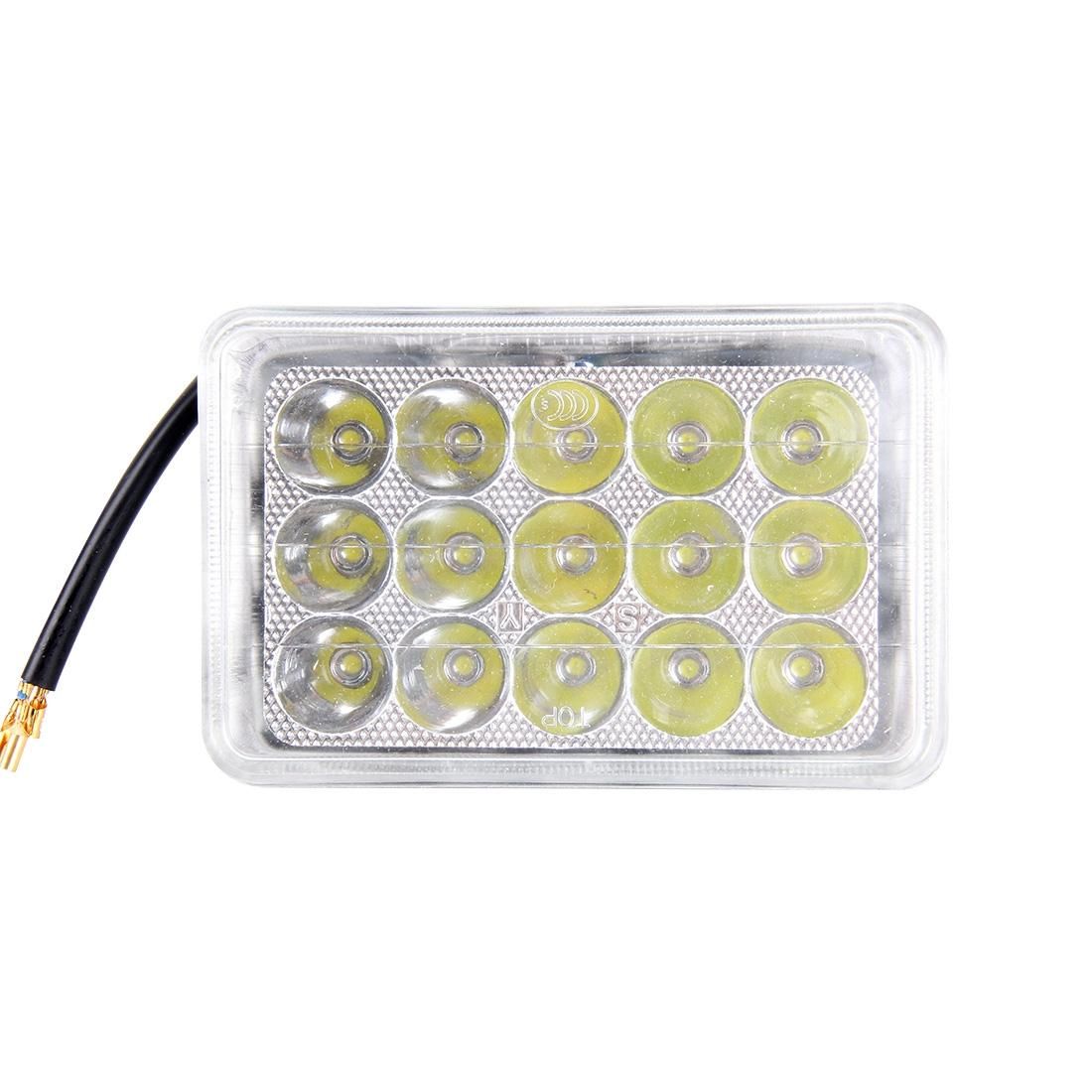 30W 15 LED Rectangle Motorcycle Headlight Lamp with Angle Eye, DC 8-36V