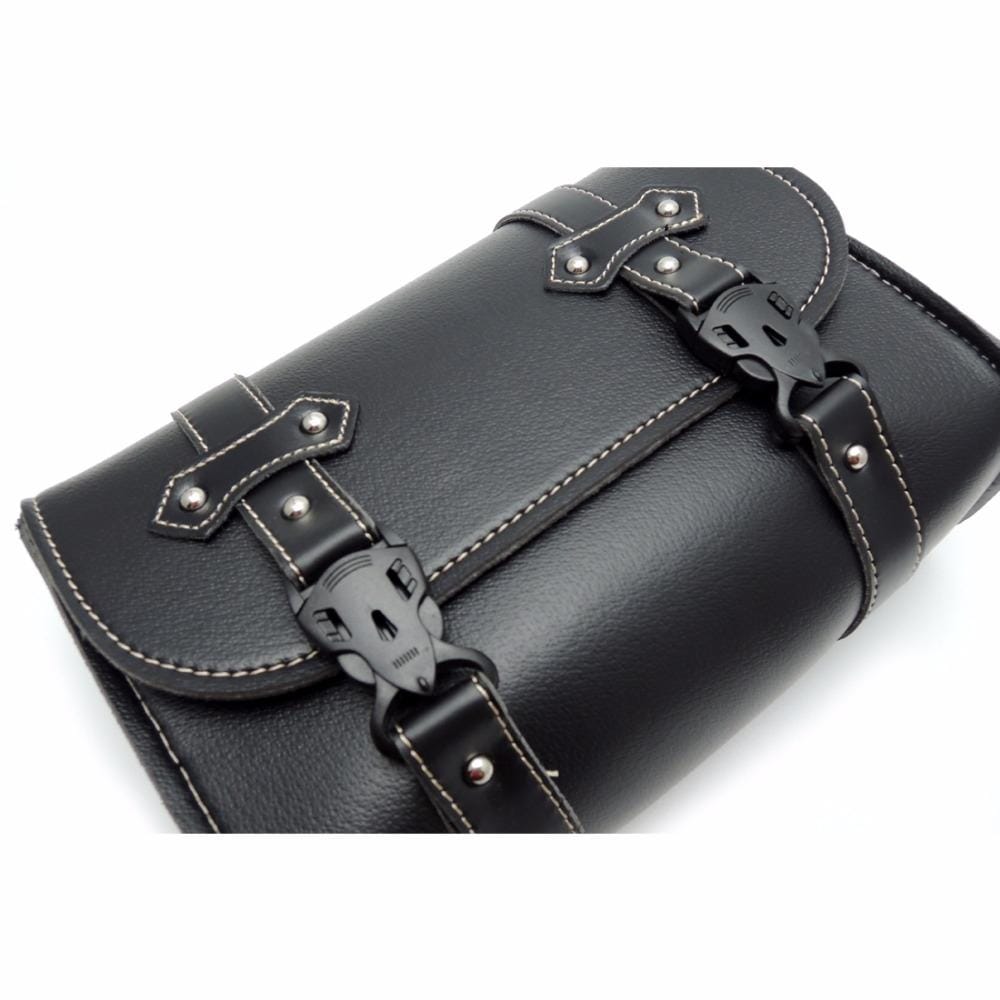 Motorcycle Saddle Bags Leather Storage Tool PU Leather Side Pouch Bags (Black)