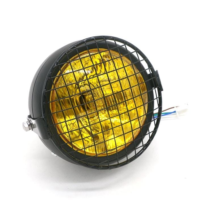 Motorcycle Reticular Retro Lamp LED Headlight Modification Accessories for Halley CG125 / GN125 (Yellow)