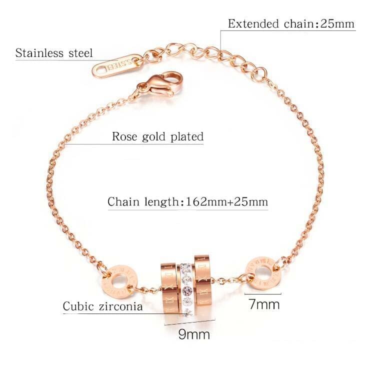 OPK 1065 Numerals Diamonds Girlfriends Bracelet  Titanium Steel Bracelet (Rose Gold)