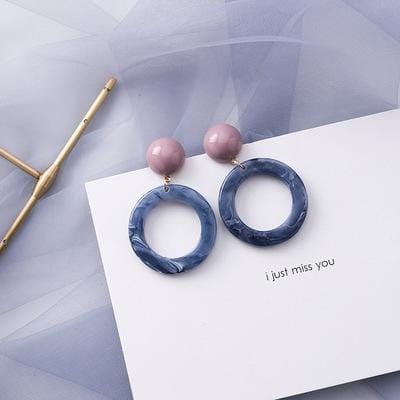 Summer Blue Geometric Acrylic Hollow Drop Earrings for Women Party Beach Jewelry (11053 )
