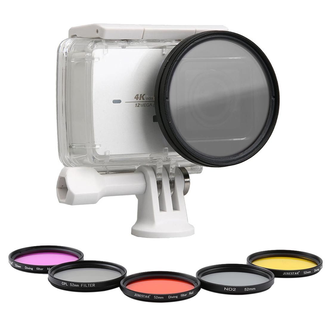 7 in 1 for Xiaomi Xiaoyi Yi II 4K Sport Action Camera Proffesional 52mm Adapter Ring + 52mm UV Filter + 52mm CPL Filter + 52mm ND2 + 52mm Diving Filter Red + 52mm Diving Filter Yellow + 52mm Diving Filter Magenta