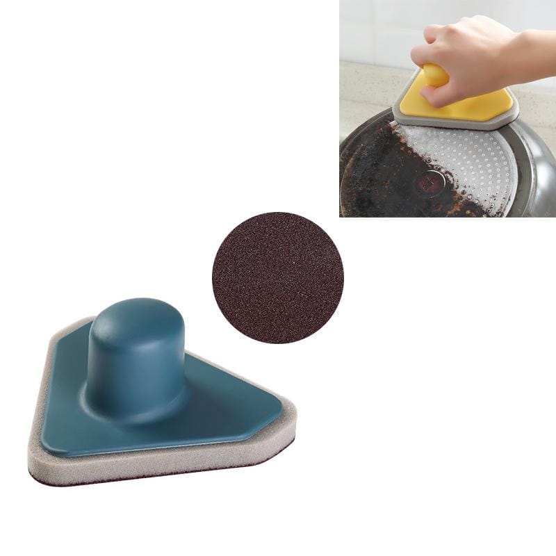 Kitchen Household Triangle Cleaning Decontamination Derusting Pot Brush Sponge Wipe (Blue)