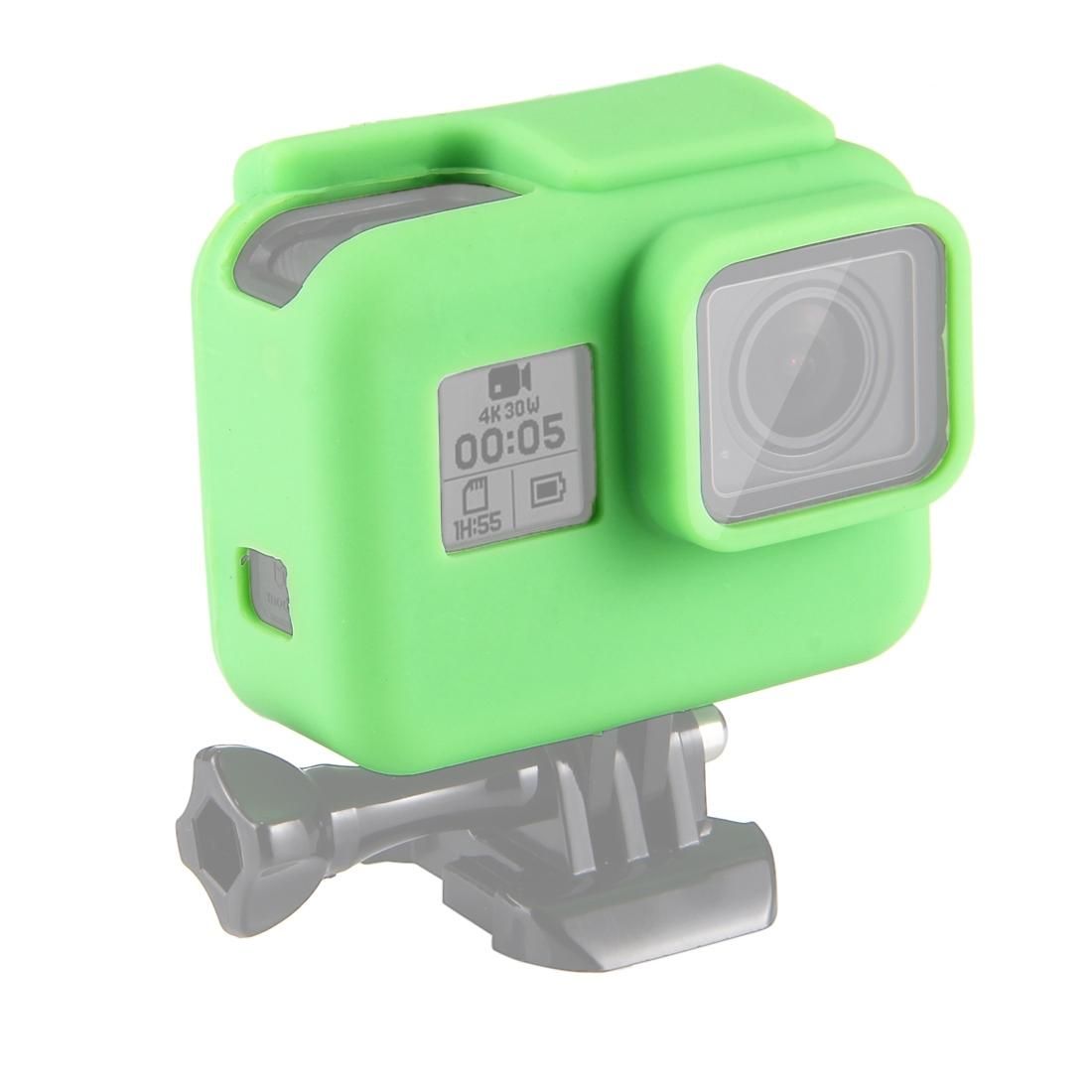 PULUZ Shock-proof Silicone Protective Case with Lens Cover for GoPro HERO /7 Black /6 /5 with Frame (Green)