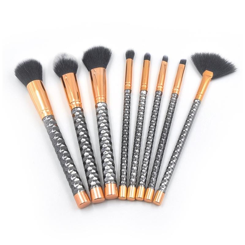 8 in 1 Honeycomb Handle Multi-functional Makeup Brush, Black Handle and Black Brush (Style1)