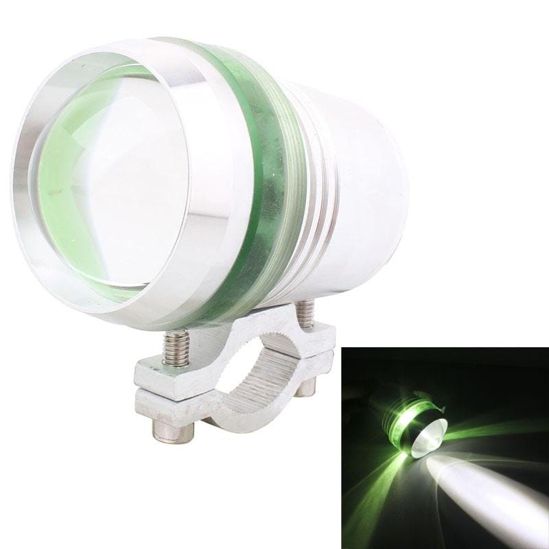 10W 900LM White Light 6500K 1-LED 3-Mode Wired Motorcycle Headlamp, Wire Length:40cm, DC 12V-24V (Green)