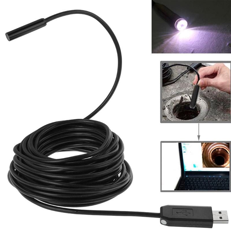 Waterproof USB Endoscope Inspection Camera with 6 LED, Length: 10m, Lens Diameter: 9mm (Black)