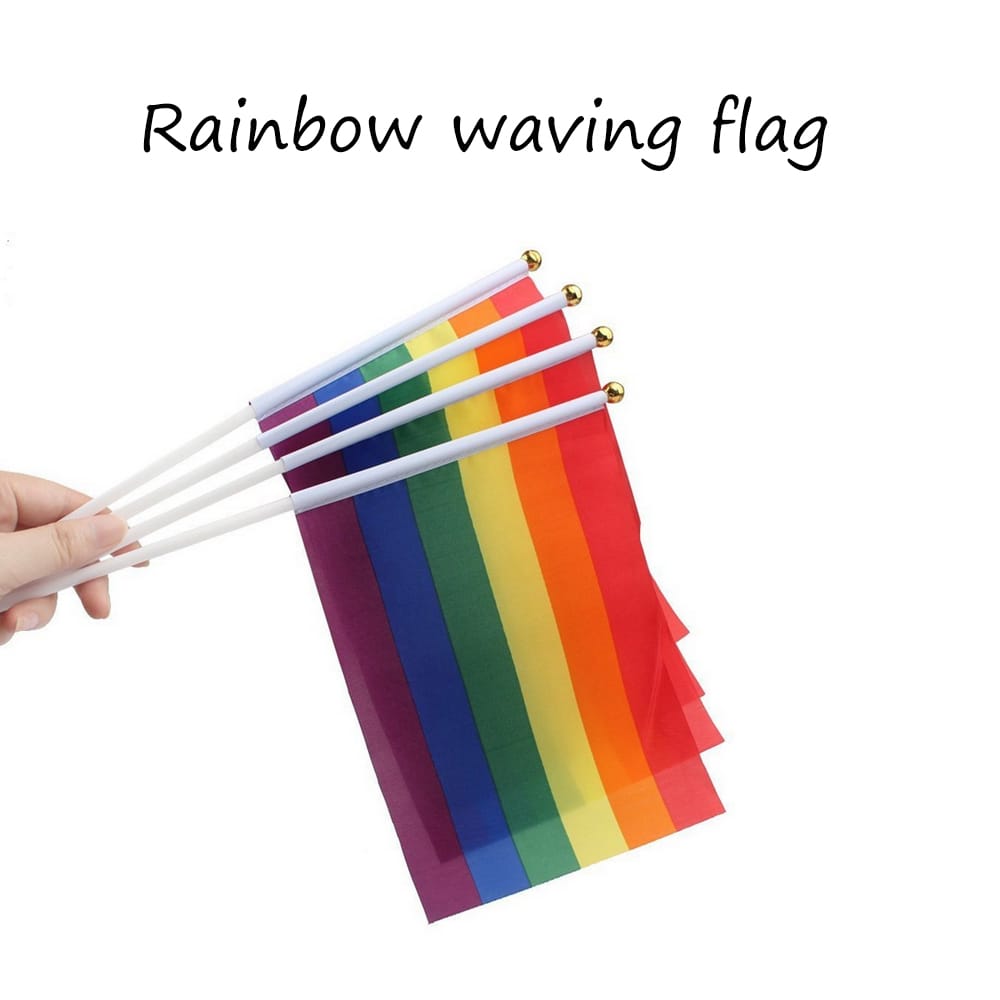Rainbow Hand Waving Flag Polyester 210*140mm Gay Flags for