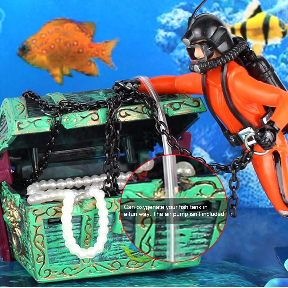 Aquarium Floating Diver Ornament Aquarium Decoration with - orange